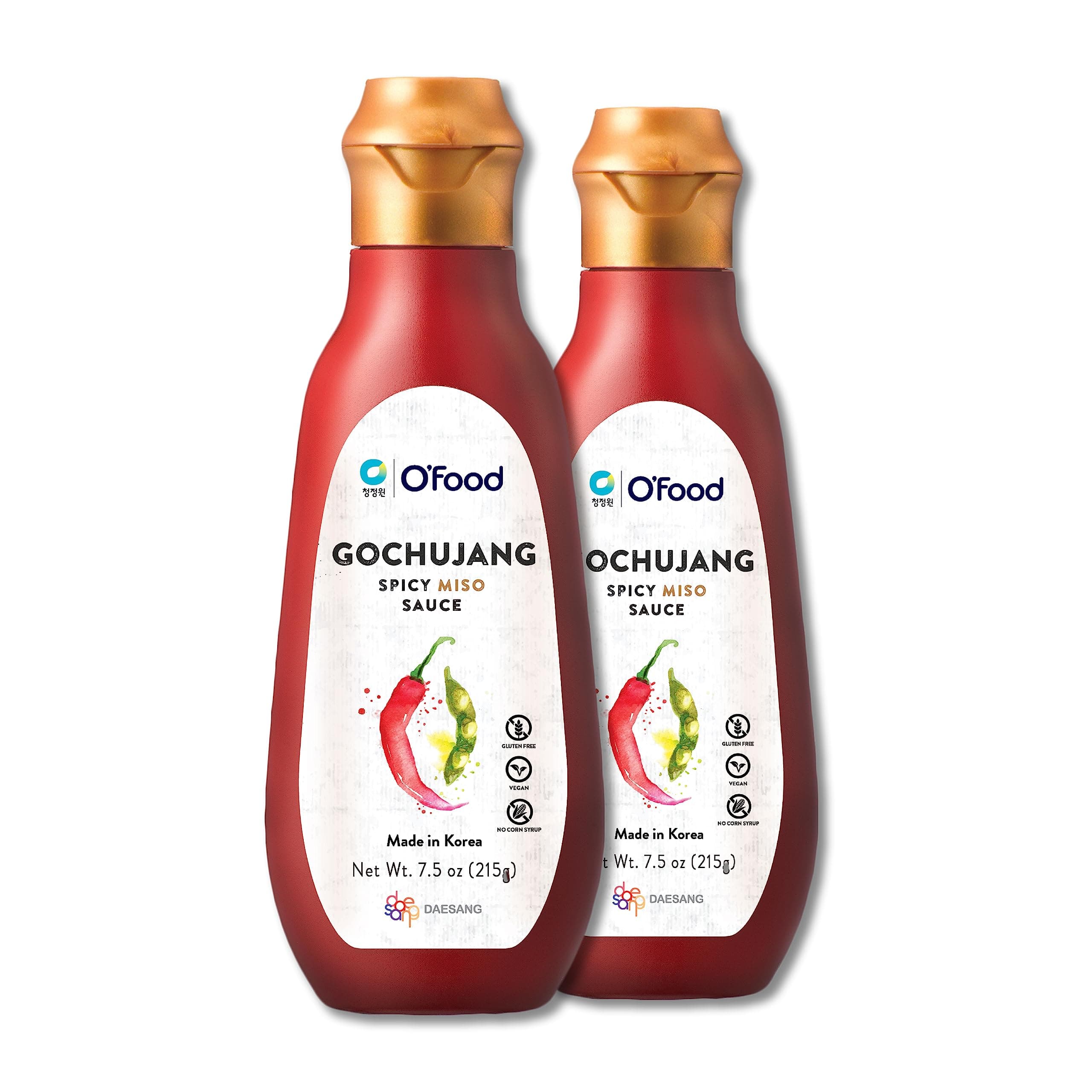 Gochujang Korean Chili Sauce [7.5 oz | Pack of 2] [Spicy Miso] – Medium Hot Squeeze Bottle | Korean Hot Pepper Paste Sauce for Bibimbap, Tteokbokki, Stir-Fry, Noodles, Rice & More – Vegan, Gluten-Free