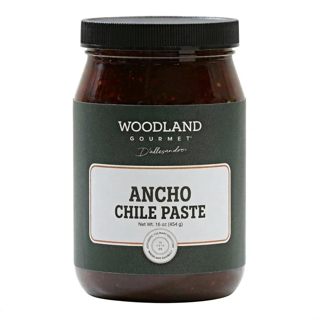 Ancho Chile Paste, 1 lb jar – Mexican Ancho Pepper Paste for Mole Sauce, Enchilada Sauce & Red Sauces, Mild Heat (1,000–2,000 SHU), by Woodland Gourmet