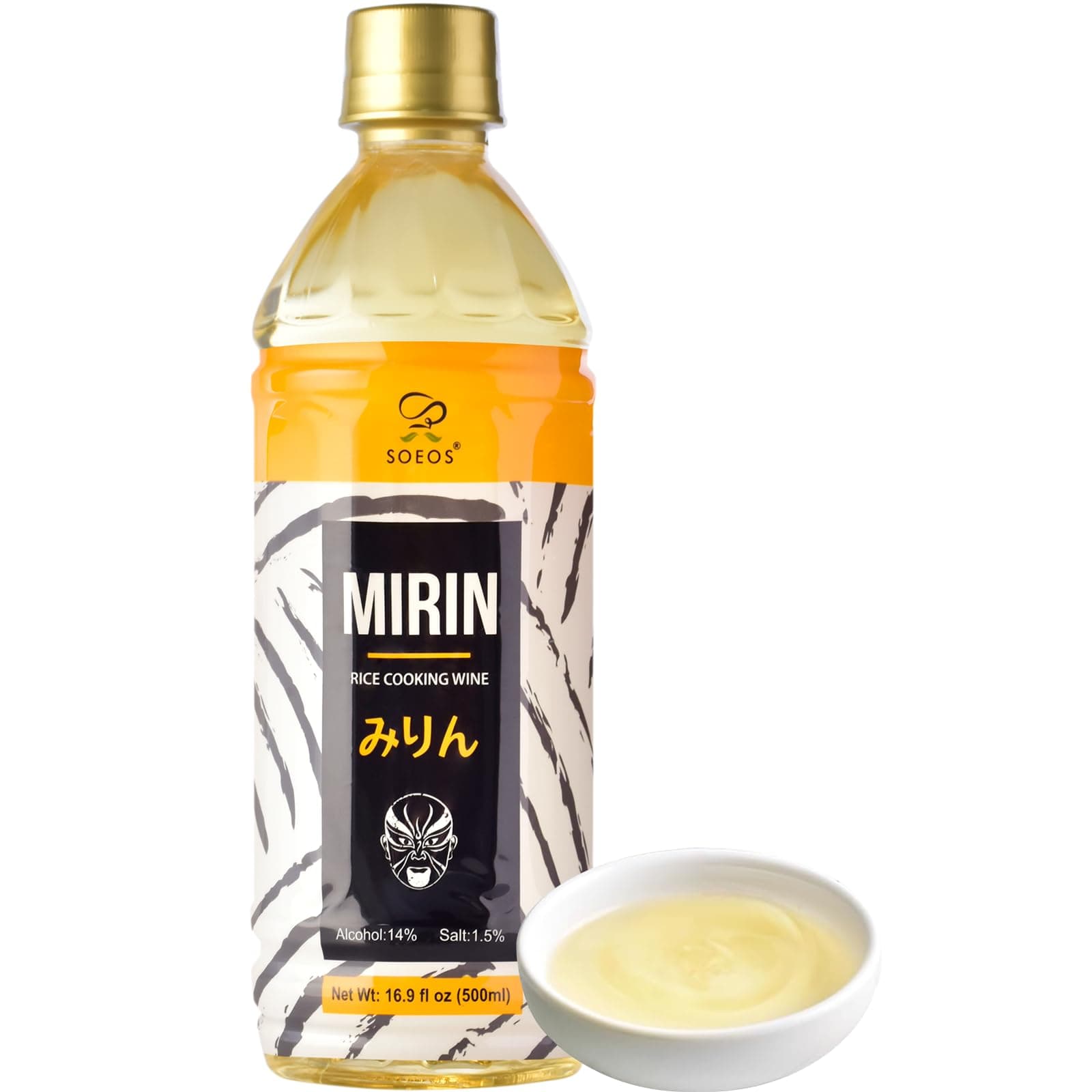 Soeos Mirin, Japanese Cooking Wine, 16.9 fl oz, Authentic Natural Sugar Sweet Rice Cooking Wine for Cooking, Condiments, Japanese Seasoning Sauces