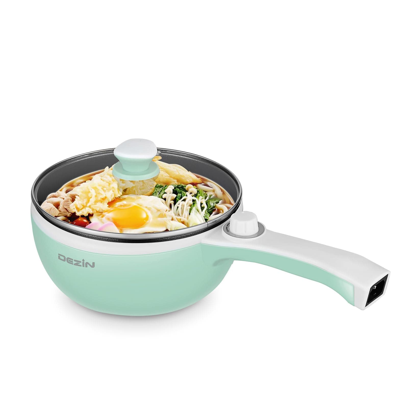 Dezin Hot Pot Electric Upgraded, Non-Stick Sauté Pan, Rapid Noodles Electric Pot, 1.5L Mini Portable Hot Pot for Steak, Egg, Fried Rice, Ramen, Oatmeal, Soup with Power Adjustment