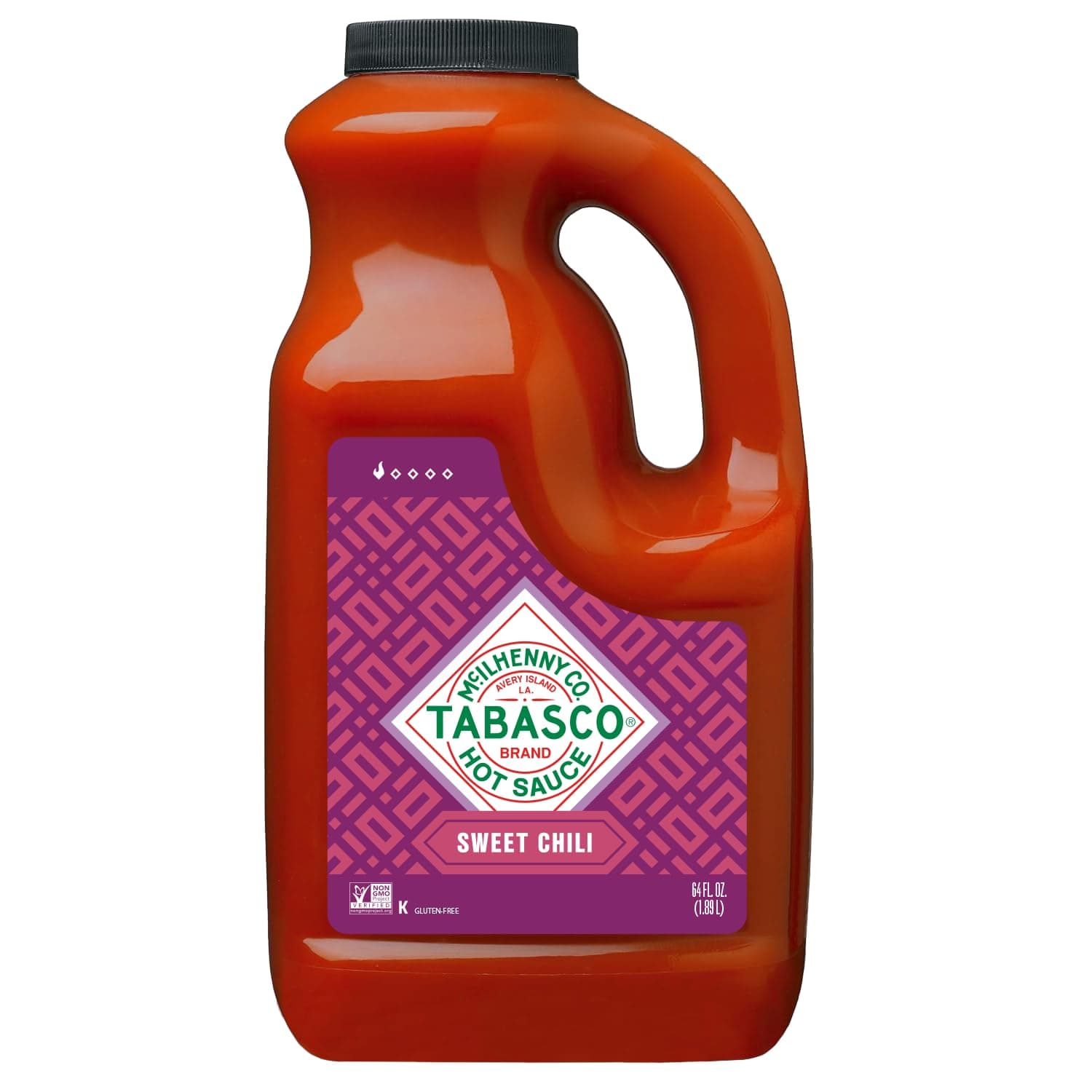 TABASCO Brand Sweet and Spicy Hot Sauce, Mild Heat, Bulk Plastic Jug, Balance of Sugar & Spice, Versatile, Perfect for Large Recipes, Great on Fish Tacos, Asian Food & More, 64 Fl Oz (Pack of 1)