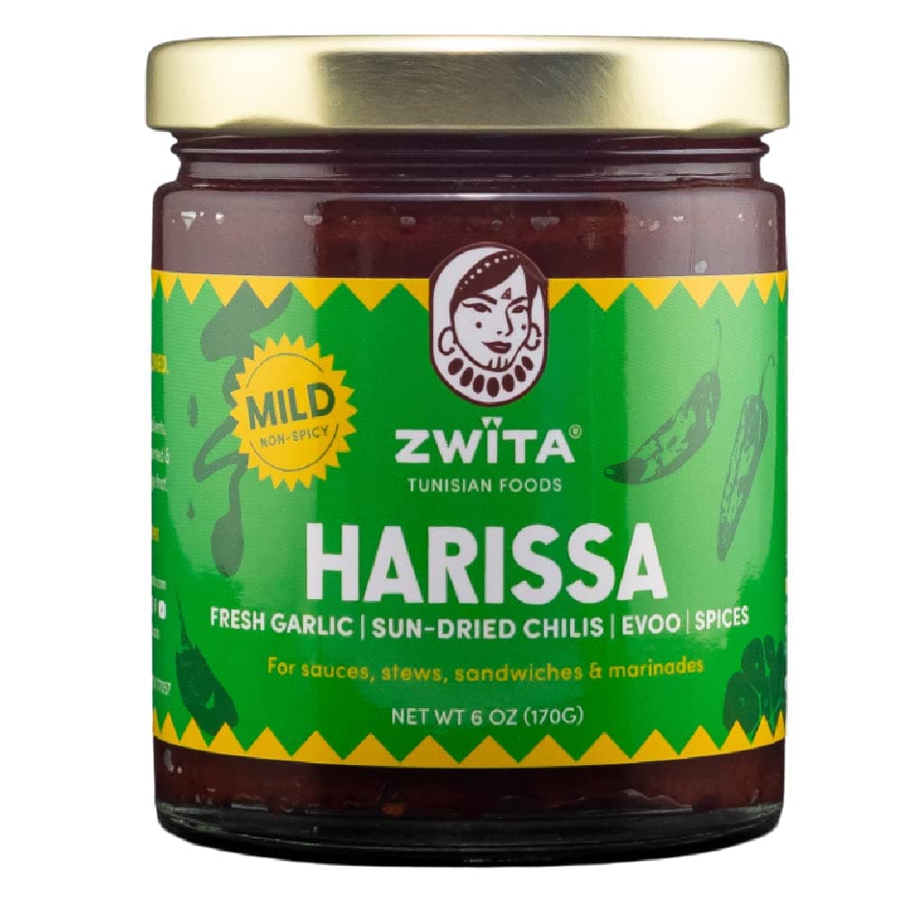Zwita Mild Harissa 6oz | Tunisian Thick Sun Dried Chili Paste | NOT Spicy | Harissa Paste | Sun Dried Chilis, Fresh Garlic, Extra Virgin Olive Oil, Spices | Ancestral Recipe | 100% Grandma Approved |