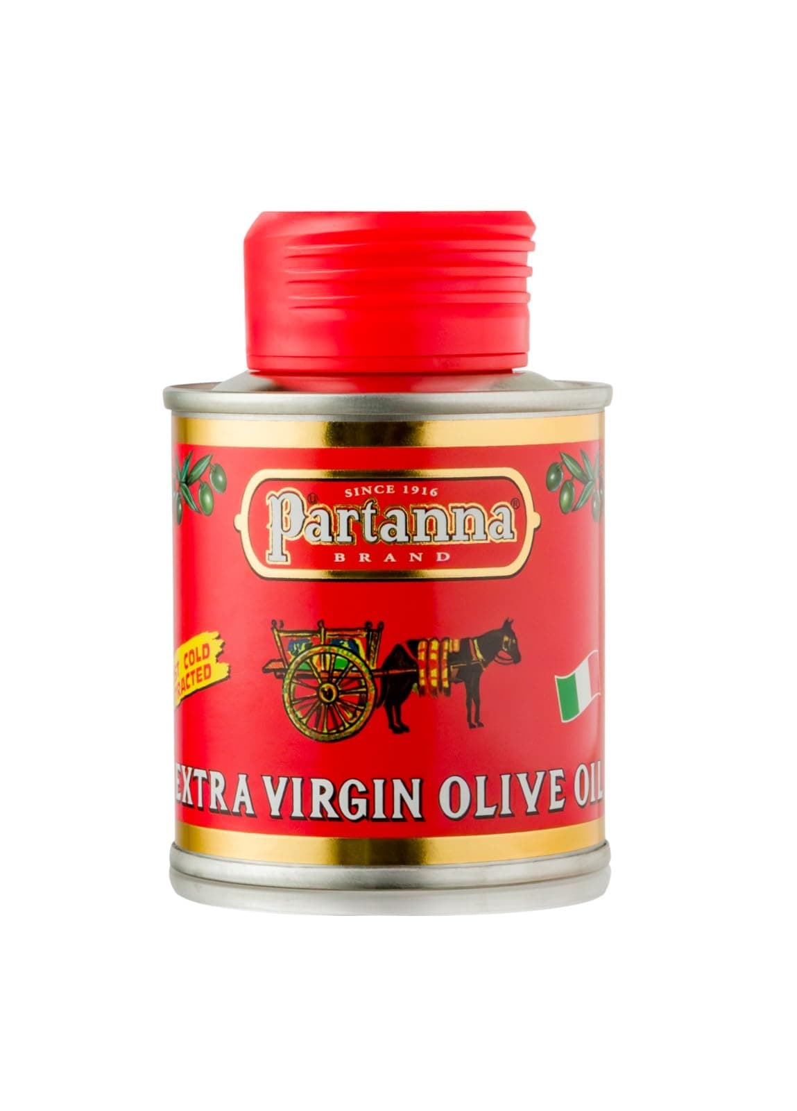 Partanna Robust Extra Virgin Olive Oil Bambino-Premium 100% Castelvetrano Oil-High Polyphenol-First Cold Pressed-Early Harvest in Sicily-Award Winning Italian EVOO-Monovarietal-3.4 fl oz (100 ML) Tin