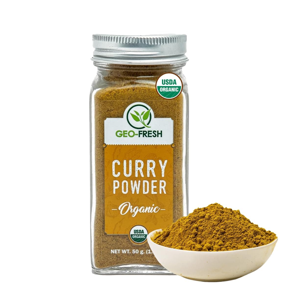Geo-Fresh Organic Curry Powder – 1.76 oz (50g) – Organic Curry Powder – Curry Seasoning – Indian Curry Powder – USDA Certified – Kosher, Non-GMO, Gluten-Free – Authentic Yellow Curry Blend