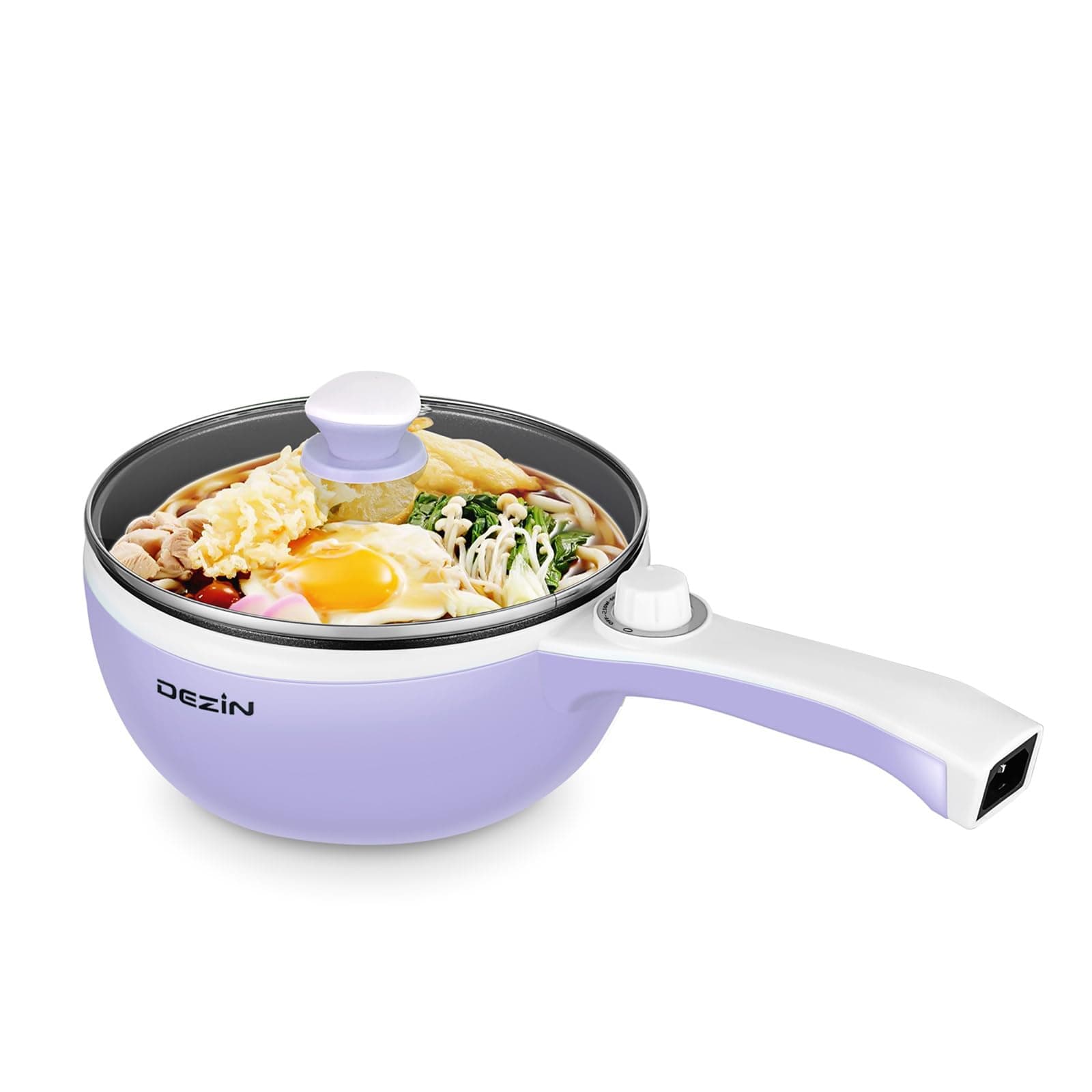 Dezin Hot Pot Electric Upgraded, Non-Stick Sauté Pan, Rapid Noodles Electric Pot, 1.5L Mini Portable Hot Pot for Steak, Egg, Fried Rice, Ramen, Oatmeal, Soup with Power Adjustment