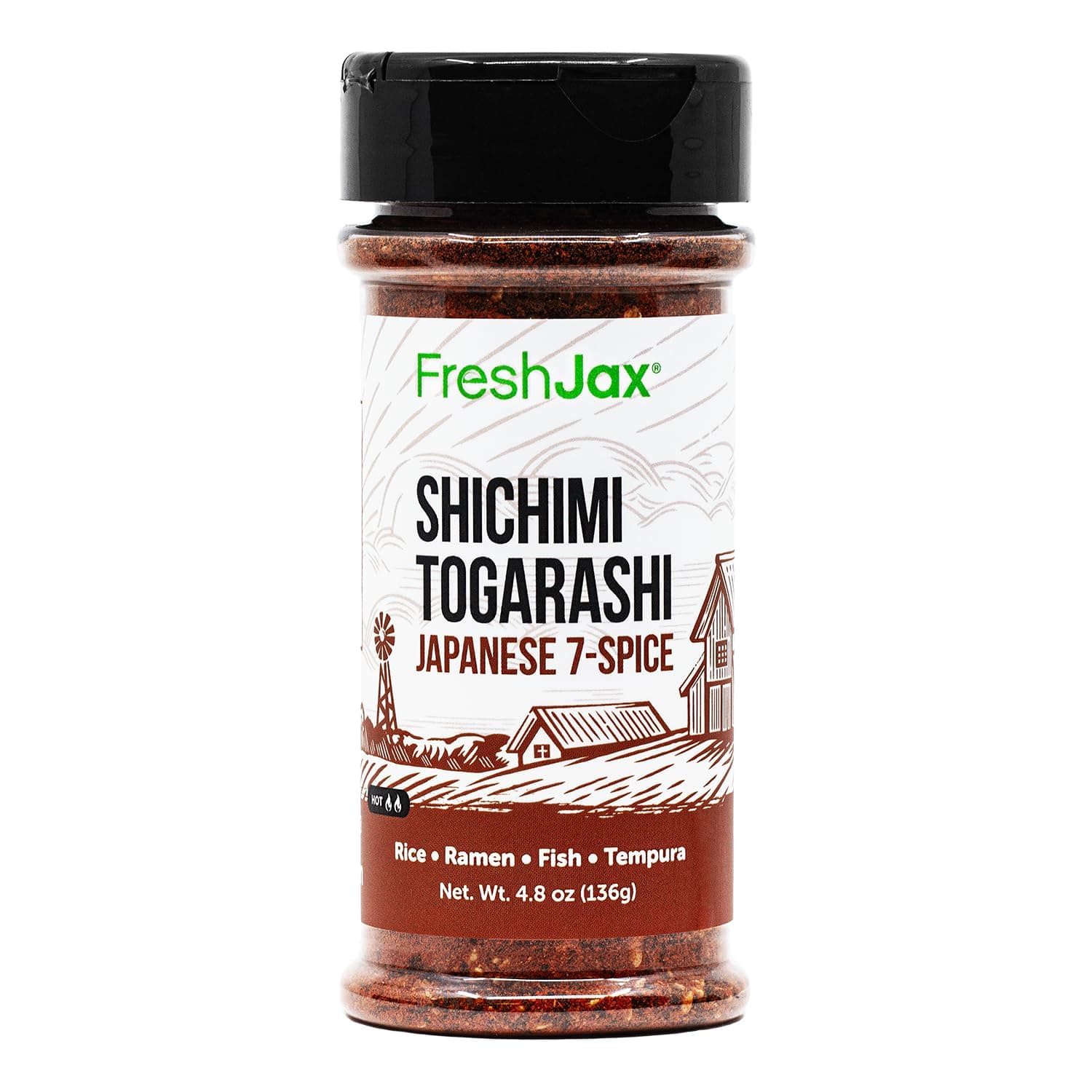 FreshJax Shichimi Togarashi Japanese Rice Seasoning (4.8 oz) | Low Sodium Fried Rice Seasoning Mix | Spicy Rice Topping for Sushi, Ramen, Noodles, Bowls, Grilled Meats, Stir-Fries | Made in USA