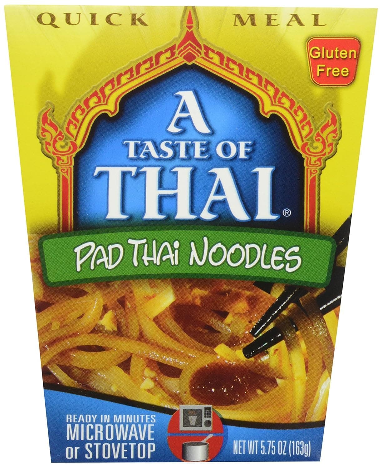A Taste of Thai Pad Thai Noodles |Heat & Eat Instant Noodle | Flavored with Authentic Thai Sauce - Non-GMO, Gluten Free, Trans Fat Free- Perfect Side for Chicken, Fish & Meat Entrees| 1 Pack (5.75oz)