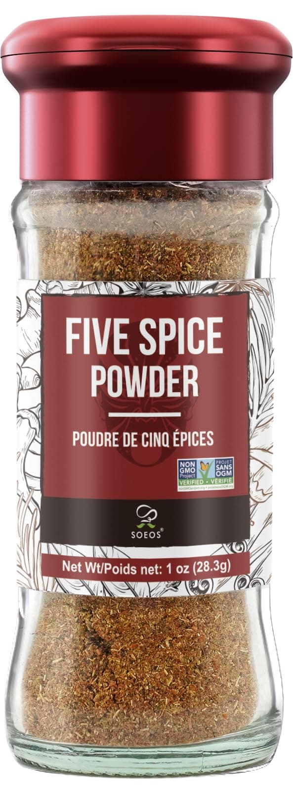 Soeos Chinese Five Spice 1 Ounce, Five Spice Powder, Five Spice Chinese Seasoning Non-GMO, Non-irradiated, No preservatives, No MSG