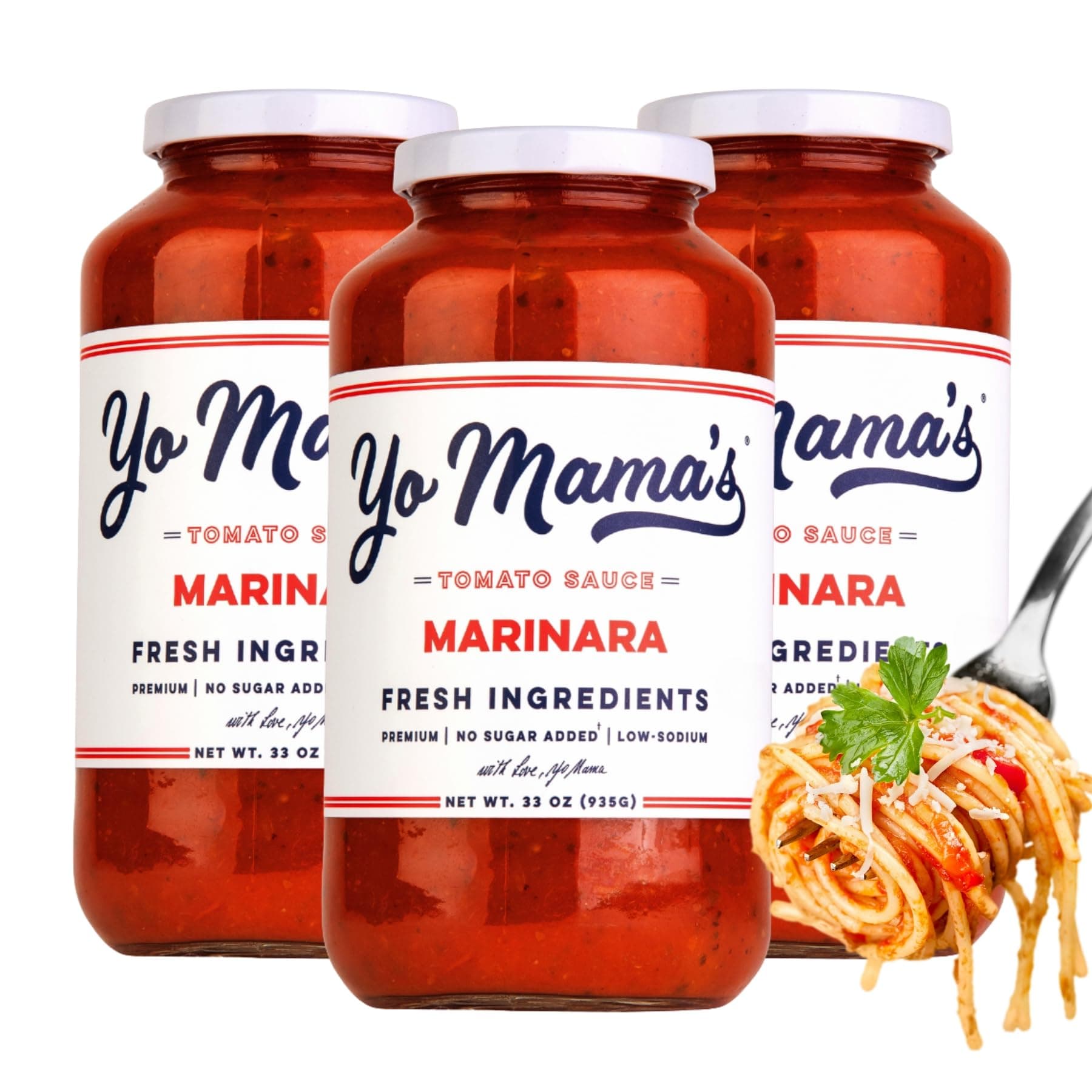 Keto Marinara Pasta and Pizza Sauce by Yo Mama's Foods, No Sugar Added, Low Carb, Low Sodium, Gluten Free, Paleo Friendly, and Made with Whole, Non-GMO Tomatoes, 33 Ounce (Pack of 3)