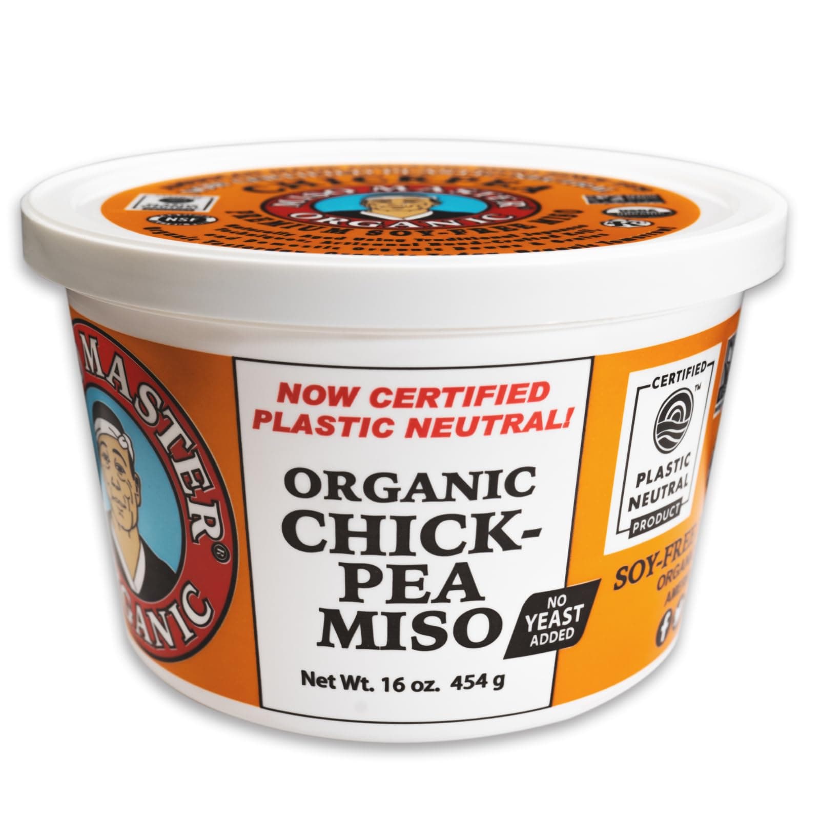 Miso Master Organic Chickpea Miso, Soy-Free, Gluten-Free, Organic, Non-GMO, Vegan, Kosher, Vegan White Miso Paste, 16 oz tub