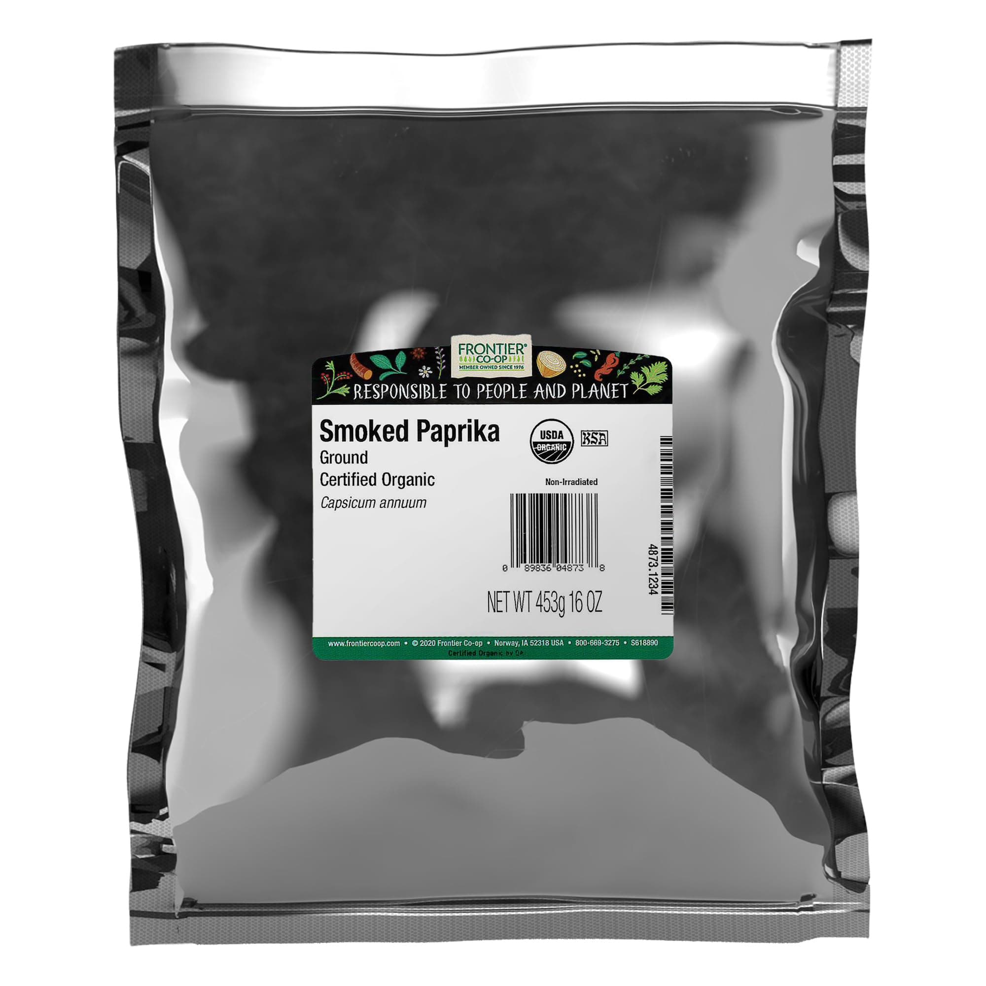 Frontier Co-op Organic Ground Smoked Paprika 1lb Bulk Bag - Spanish Paprika Powder Seasoning - Restaurant Supply