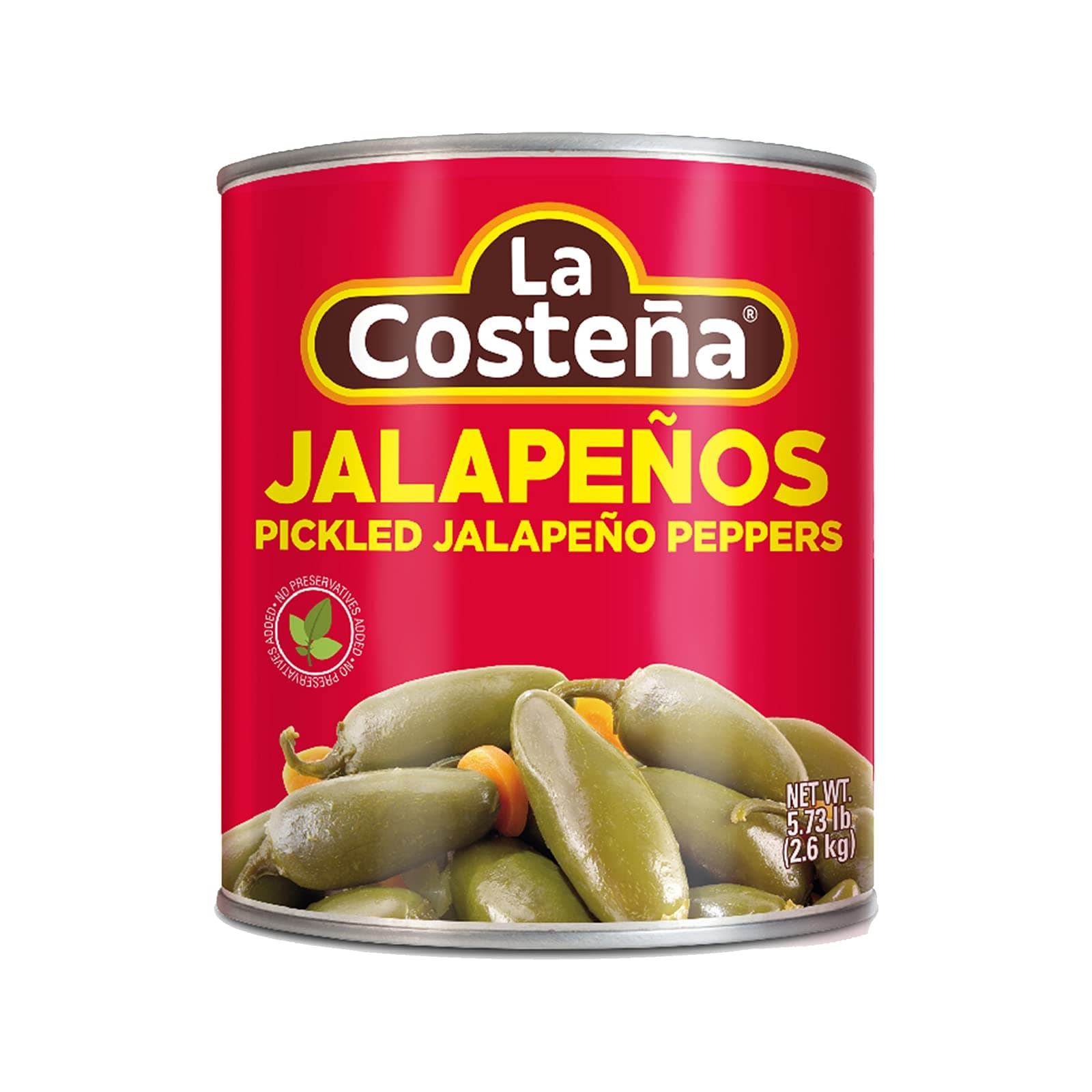 La Costeña Whole Jalapeno Peppers - Pickled Jalapenos - Jalapeno Pepper - Hot Peppers for Mexican Food, Guacamole, Spicy Nacho & Taco Toppings, Enchiladas & Salsa - 5.73lb, 6 Pack Canned Jalapenos