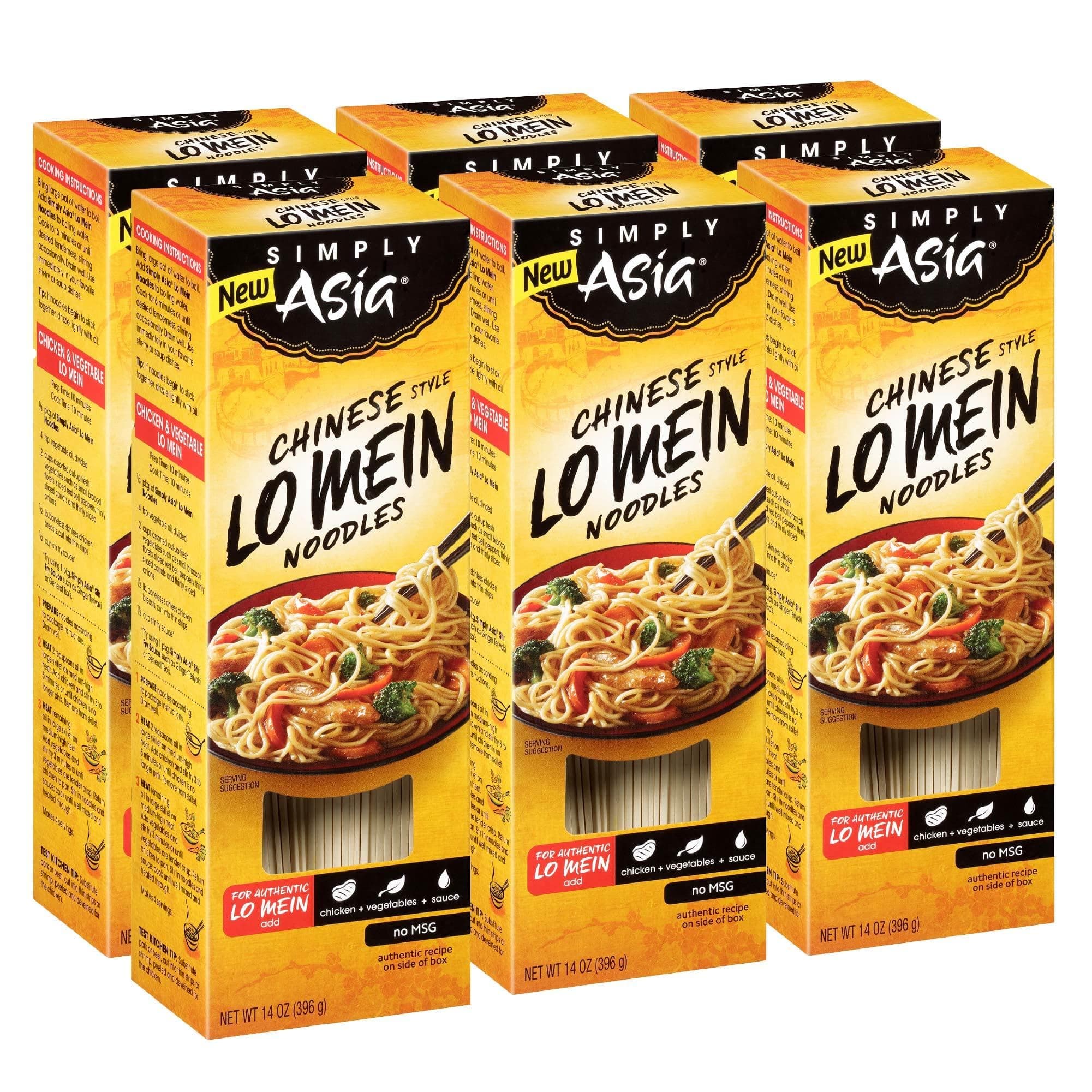 Simply Asia Lo Mein Noodles, Chinese Style, No MSG, For Cold Noodle Soups, Vegetable Lo Mei, Chicken Lo Mein & Stir-Fries, 14 oz